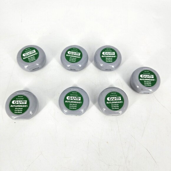 GUM Other - Sunstar GUM ButlerWeave Dental Floss Lot 7 Mint Waxed 4yd 3.6m Gray Travel Size